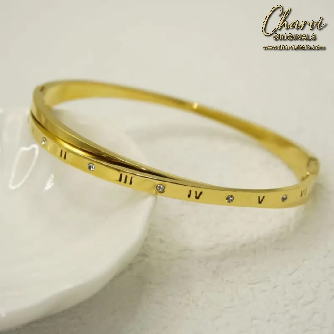 Roman Numbers  Gold Plated Bracelet