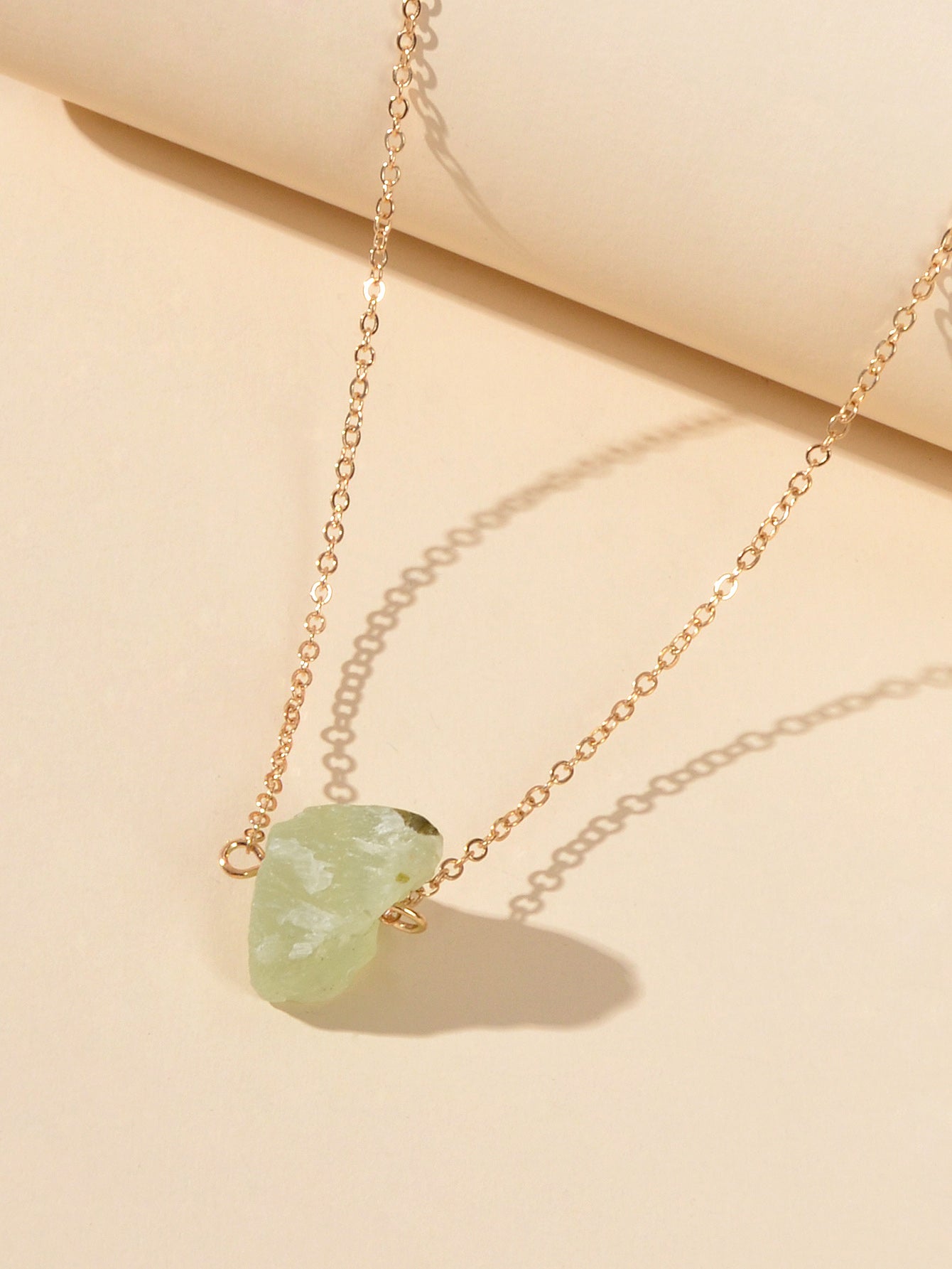 Gold Chain Natural Geometric Stone Crystal Charm Necklace Teens Collar Jewellery-5