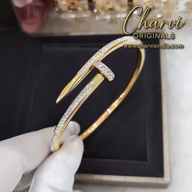 Gold Plated Nail Bracelet