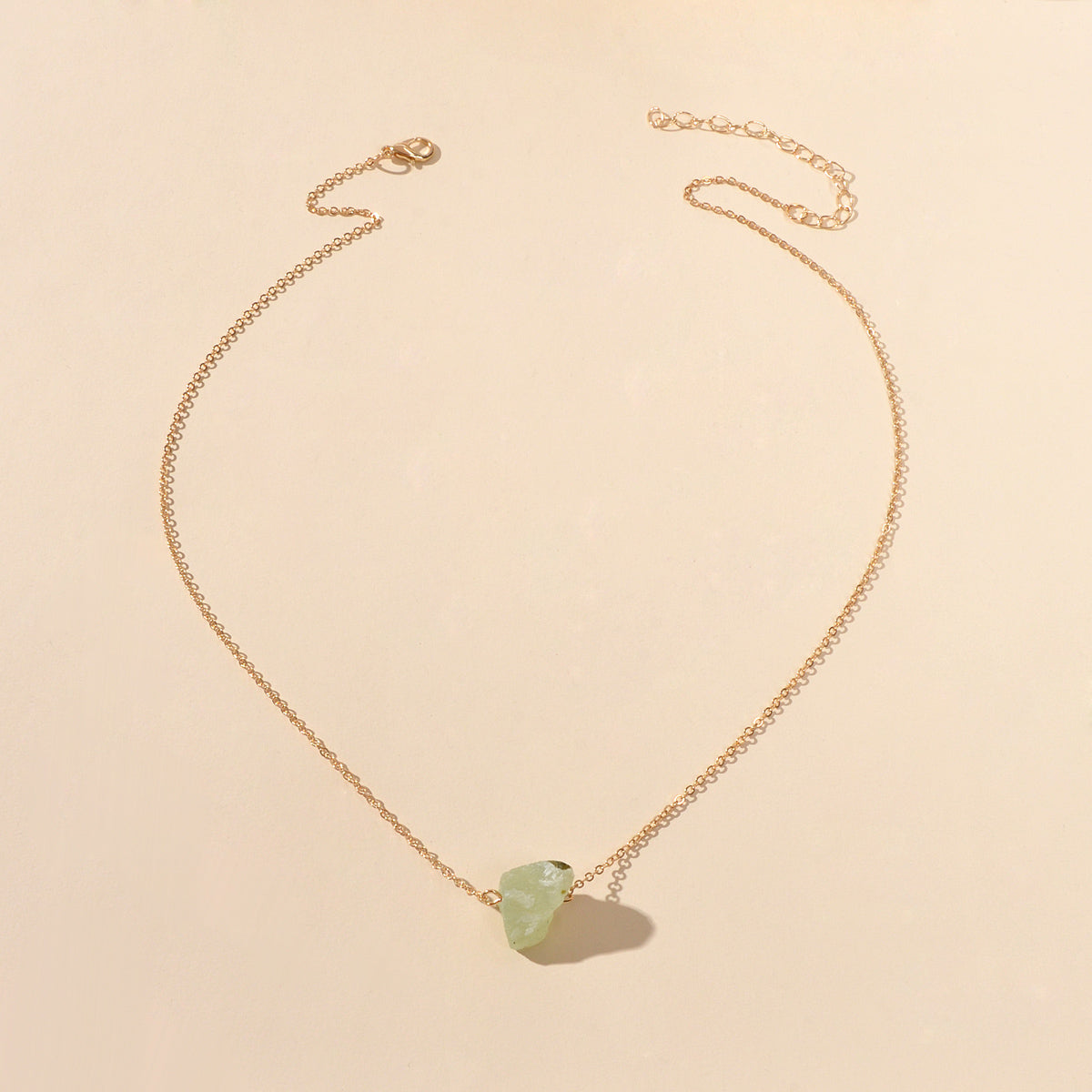 Gold Chain Natural Geometric Stone Crystal Charm Necklace Teens Collar Jewellery-3