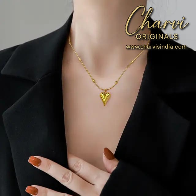 Heart with Beads gold plated Necklace