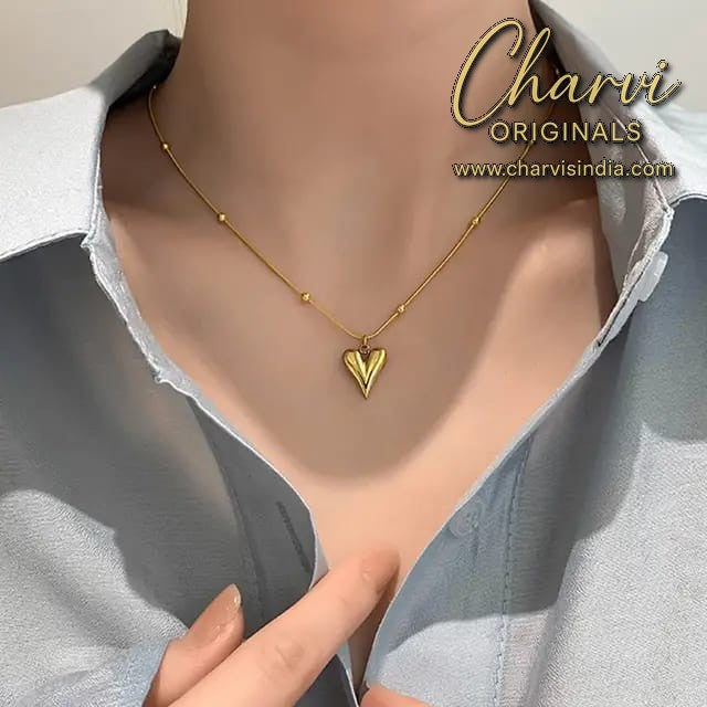 Heart with Beads gold plated Necklace