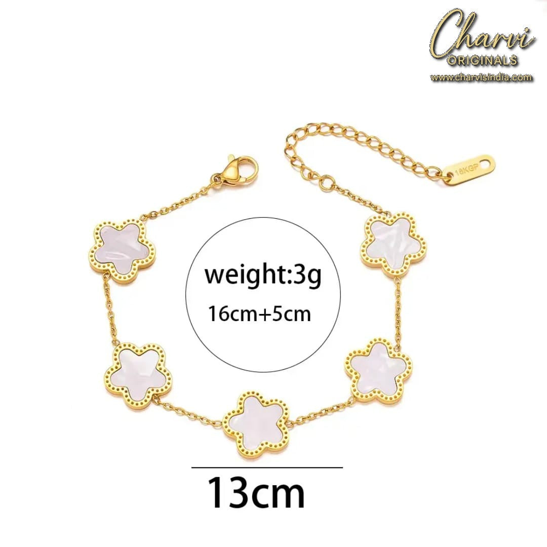 White Clover Gold Bracelet