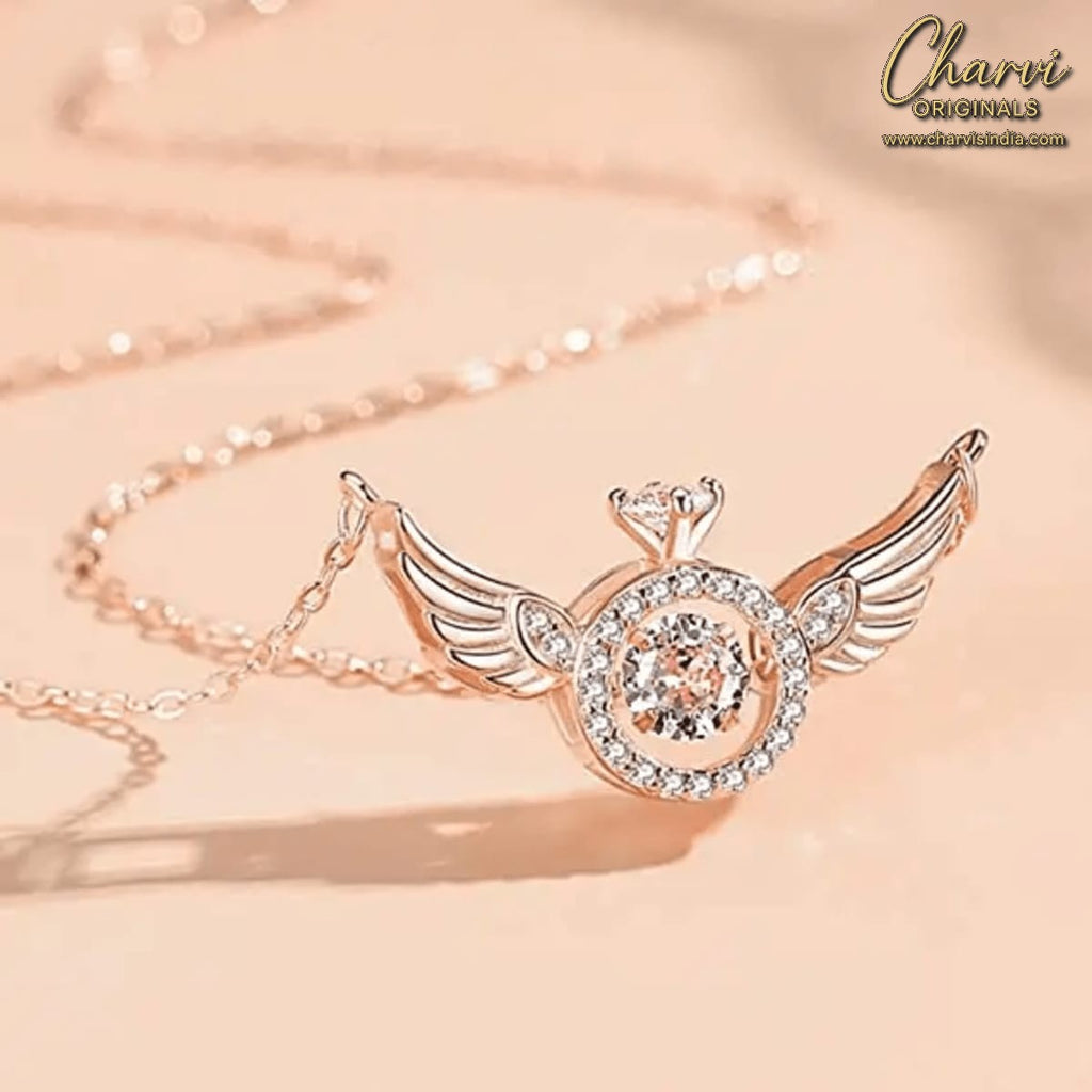 Rosegold Heart with Wings Necklace