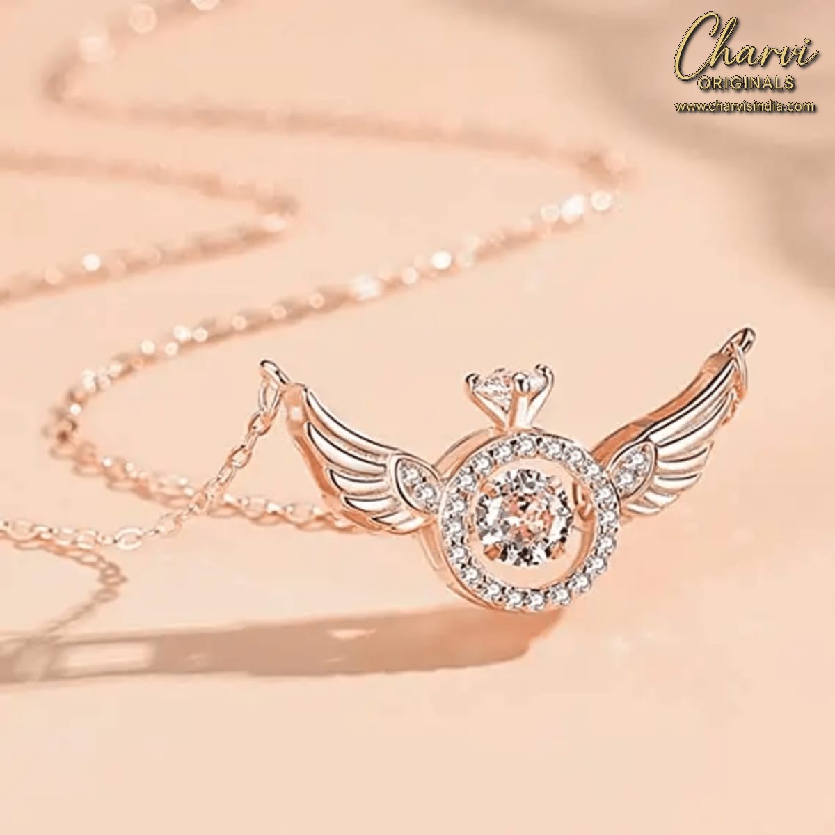 Rosegold Heart with Wings Necklace