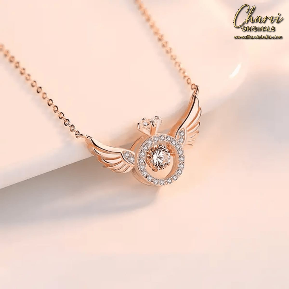 Rosegold Heart with Wings Necklace