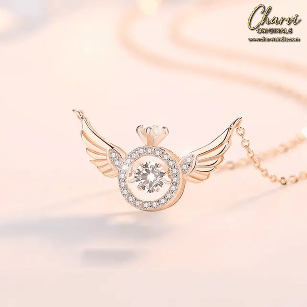 Rosegold Heart with Wings Necklace