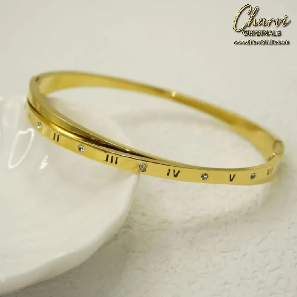 Roman Numbers  Gold Plated Bracelet