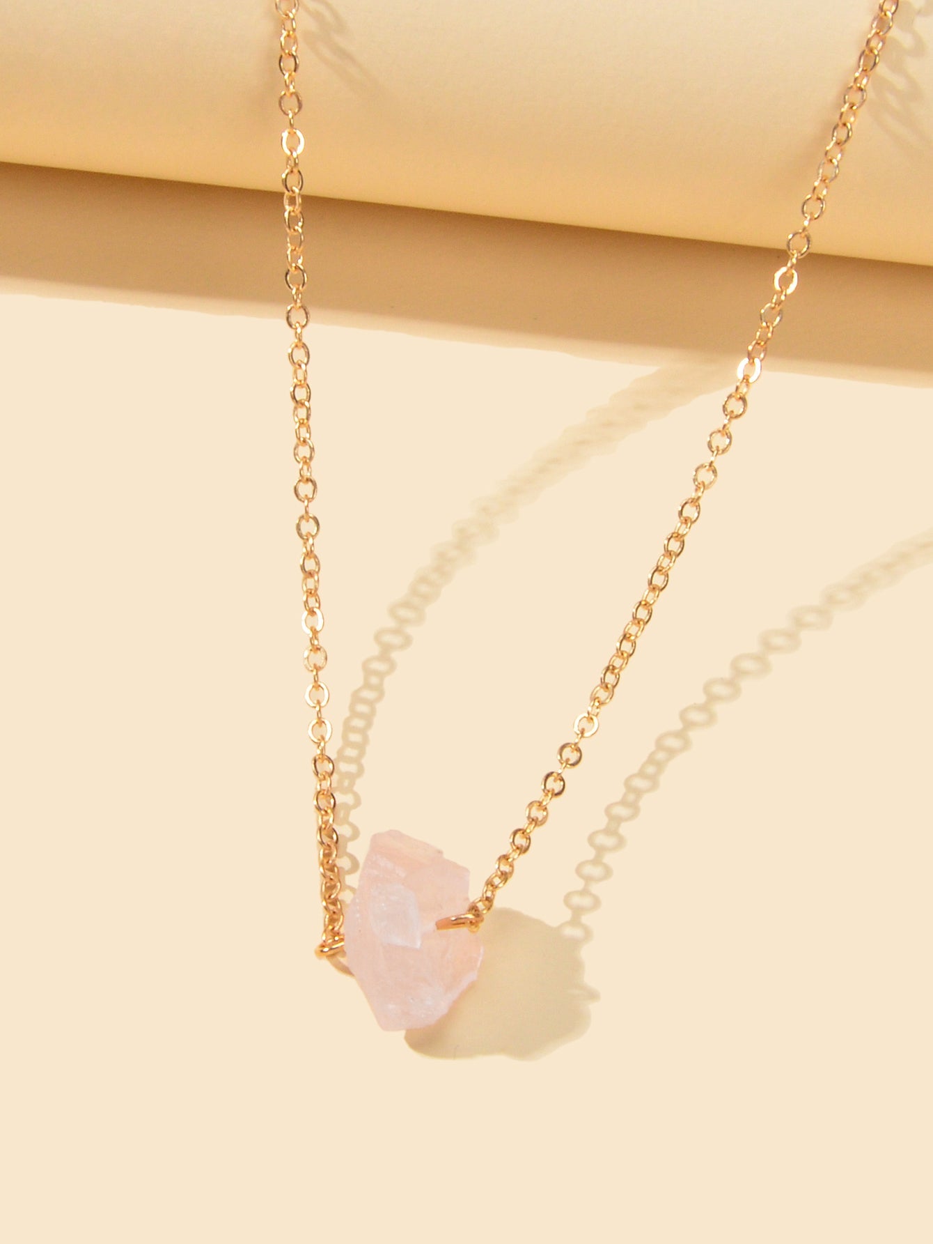 Gold Chain Natural Geometric Stone Crystal Charm Necklace Teens Collar Jewellery-6