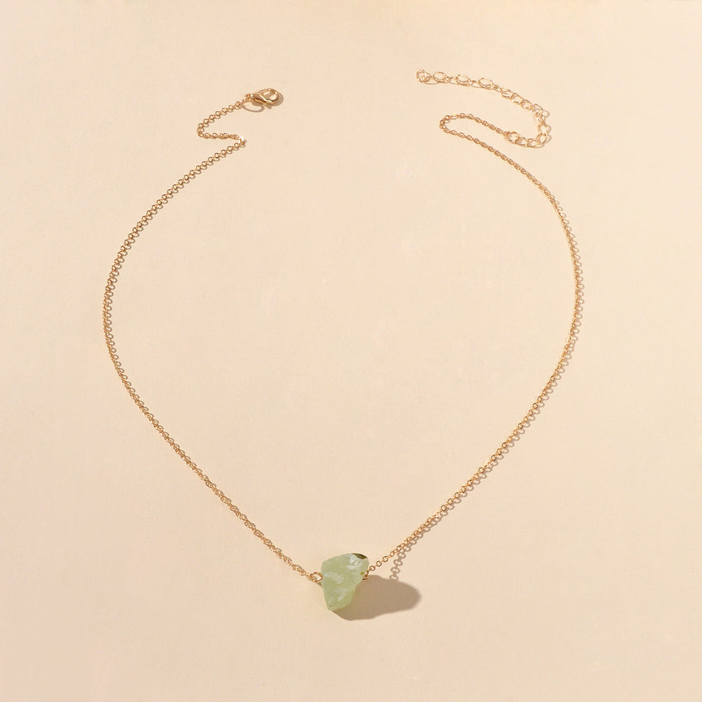 Gold Chain Natural Geometric Stone Crystal Charm Necklace Teens Collar Jewellery-3