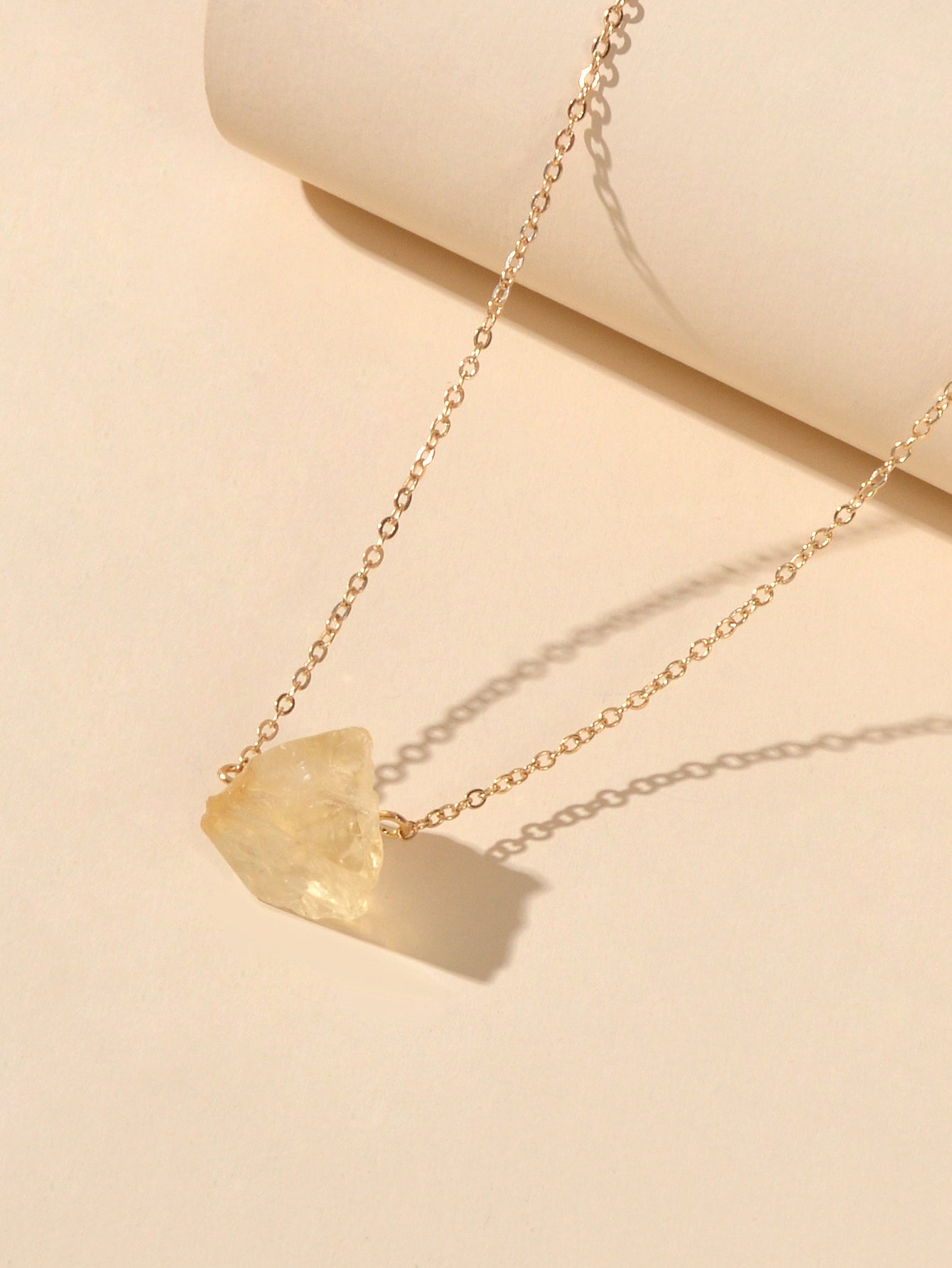 Gold Chain Natural Geometric Stone Crystal Charm Necklace Teens Collar Jewellery-7