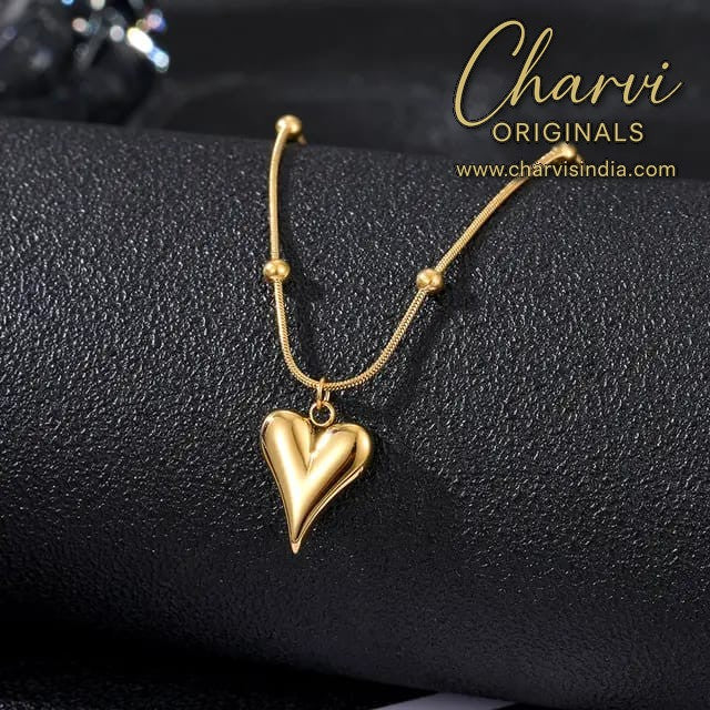 Heart with Beads gold plated Necklace