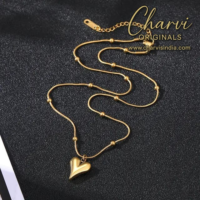 Heart with Beads gold plated Necklace