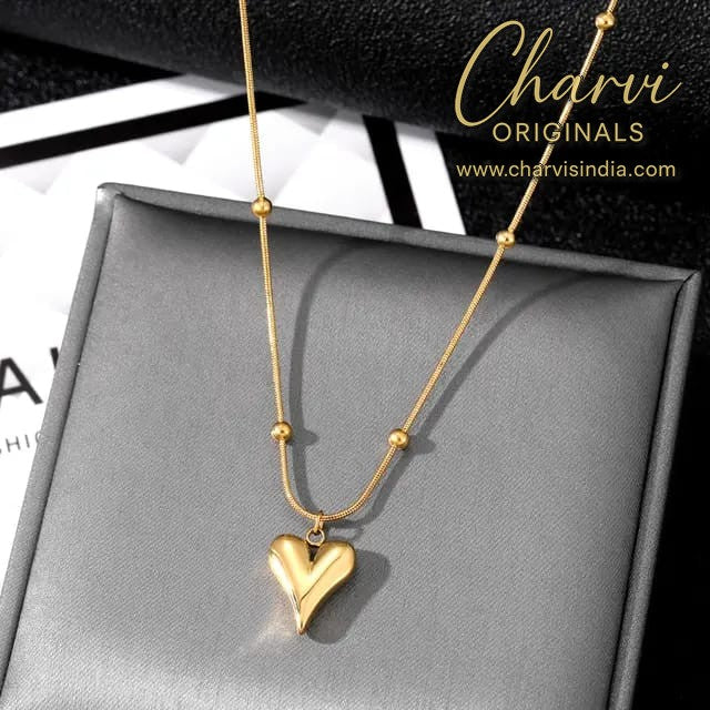 Heart with Beads gold plated Necklace