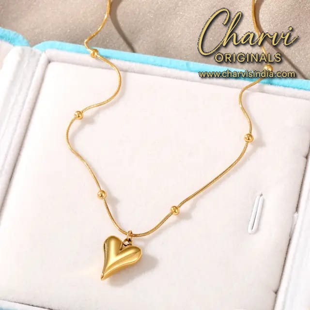 Heart with Beads gold plated Necklace