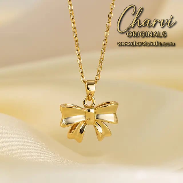 Golden Bow Pendant Necklace
