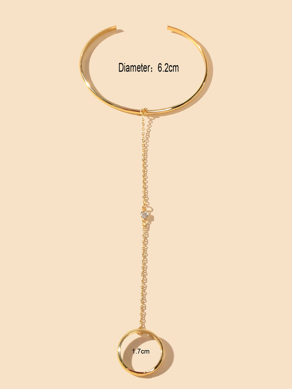 Punk Gold Chain Open Cuff Bangle with Finger Statement Women Slave Bracelets-1