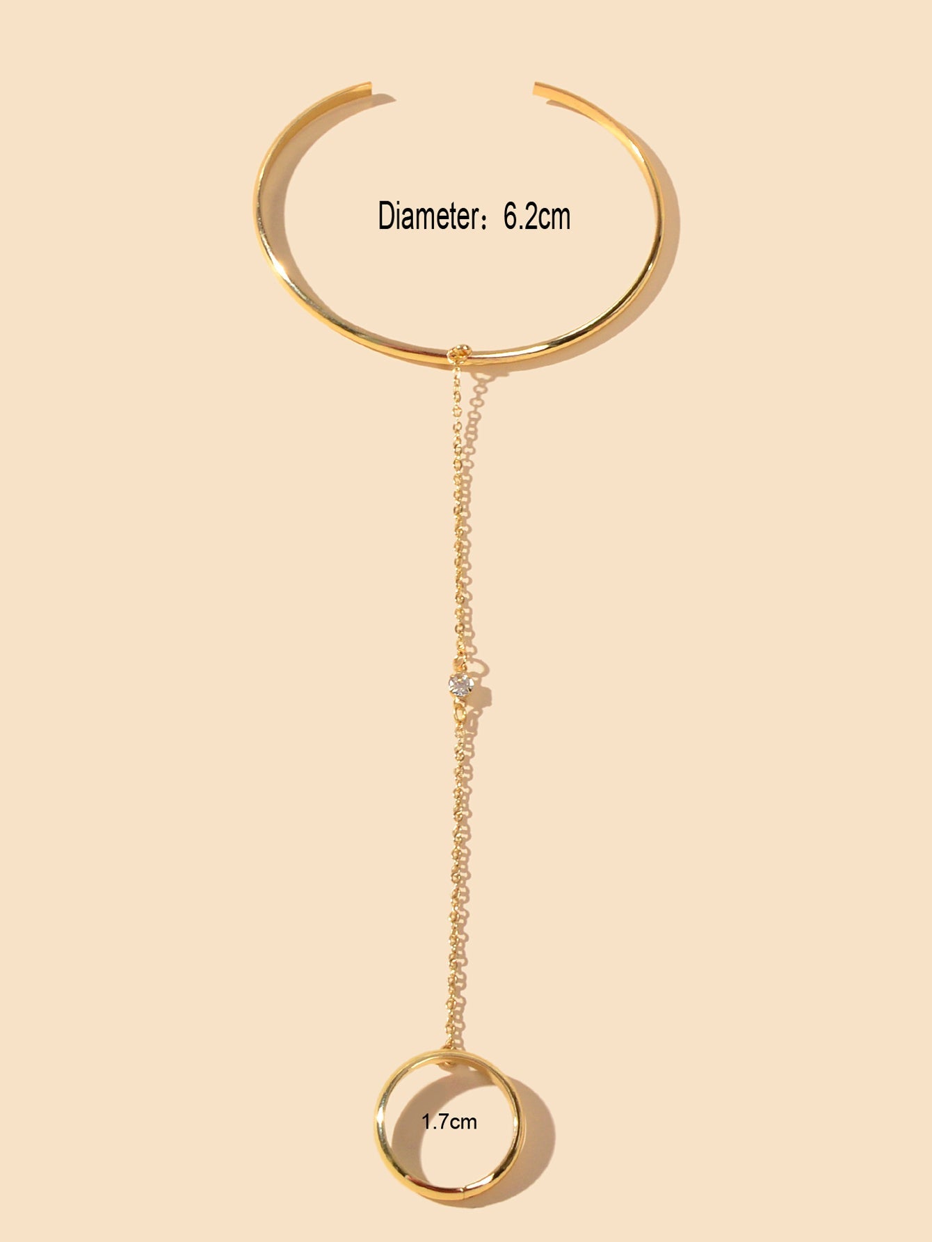 Punk Gold Chain Open Cuff Bangle with Finger Statement Women Slave Bracelets-1