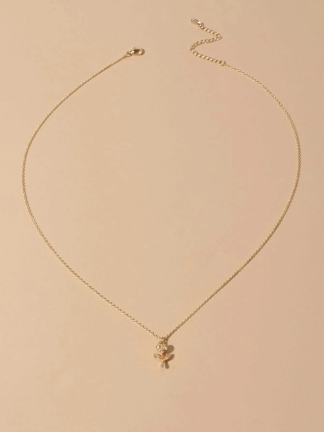 AU Stock Jewellery Gold Chain Rose Flower Charm Necklace Teens Women Lover Gift-1