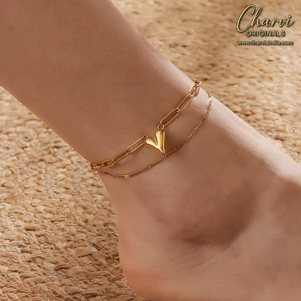 Heart Pendant Anklet & Bracelet