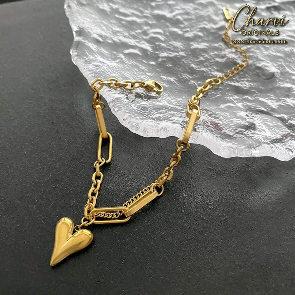 Heart Pendant Anklet & Bracelet