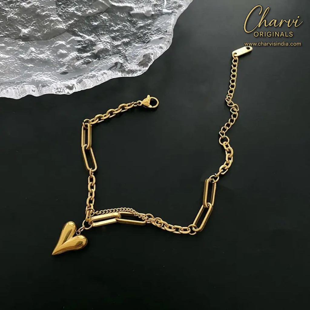 Heart Pendant Anklet & Bracelet