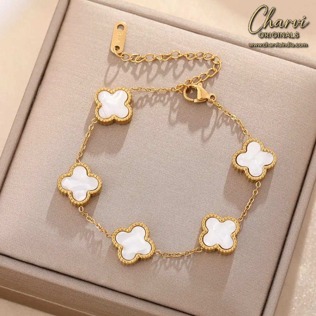 White Clover Gold Bracelet