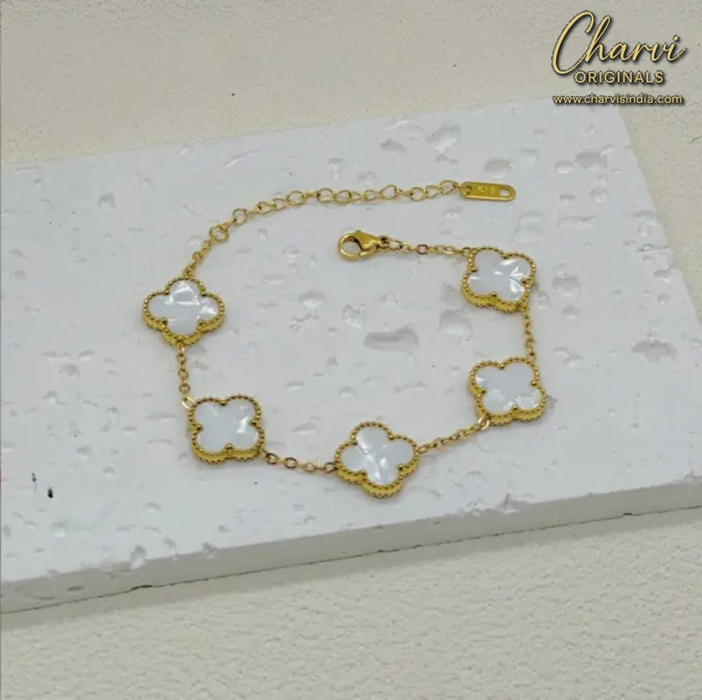 White Clover Gold Bracelet