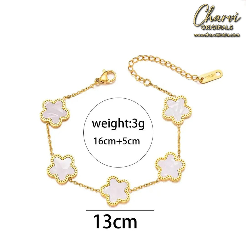 White Clover Gold Bracelet