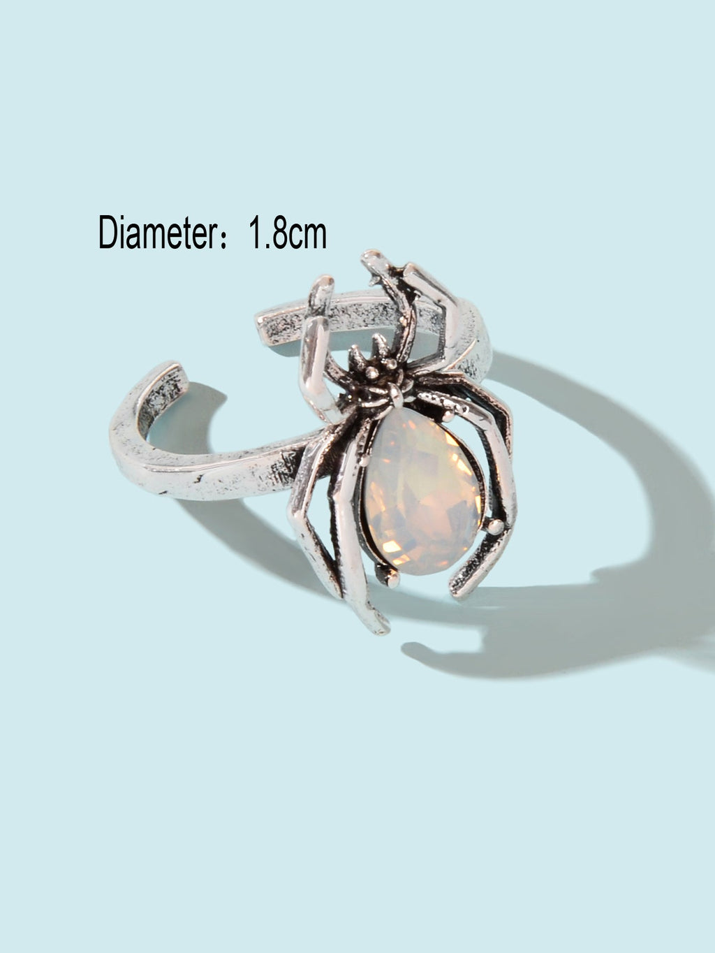 Vintage Silver Spider Open-Ended Ring with Diamond Accents Embrace Retro Jewelry-3